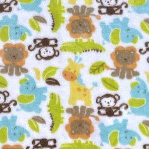 Baby Starters Blanket - Jungle - Monkey Lion Elephant Alligator Giraffe 30x40